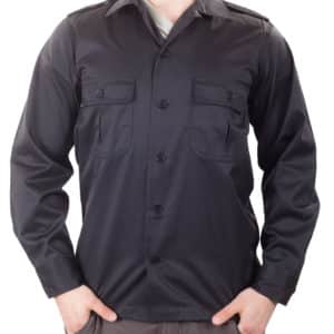 US Tactical Kauluspaita Musta, pitkähihainen Kauluspaita, erinomainen paita yleiskäyttöön, valmistettu 65% polyester/35% puuvilla, kokoja saatavana välillä M - 5XL