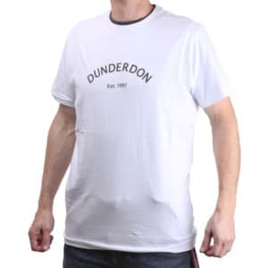 Dunderdon T2 T-Paita Valkoinen, laadukas Dunderdon logo t-paita, o-kaulus, musta printti rinnassa jossa lukee Dunderdon est 1997