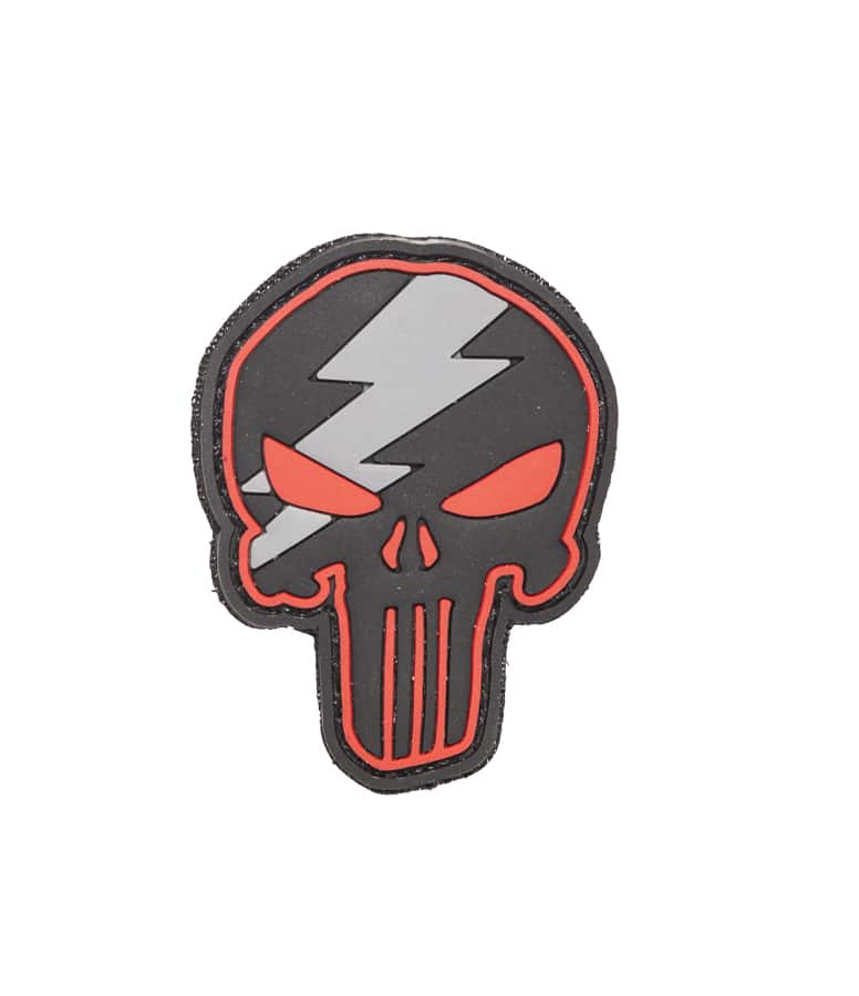 Punisher Red Bolt Pääkallo PVC Velcromerkki