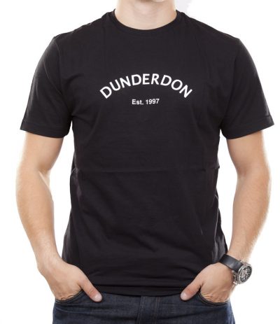 Dunderdon T2 T-Paita Musta, laadukas logo t-paita, iso valkoinen printti rinnassa